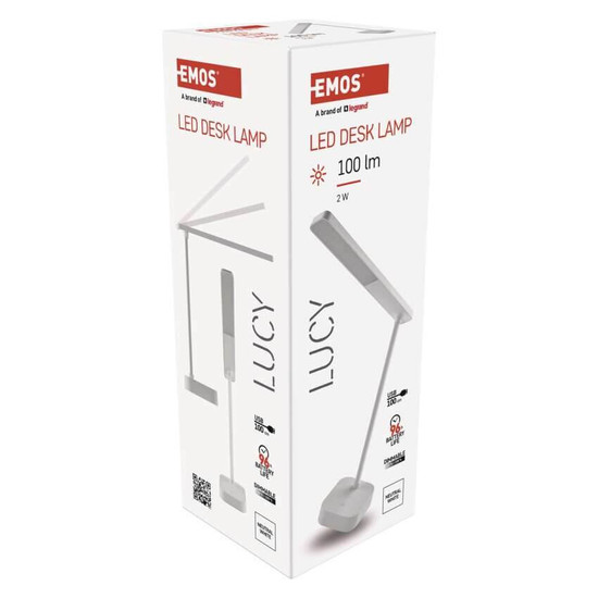 Emos LED Schreibtischleuchte 2W neutralweiss 5000K Akku Weiß Z7626