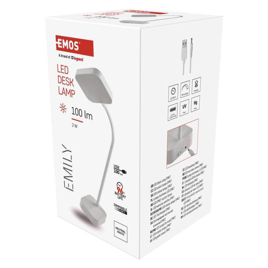 Emos LED Schreibtischleuchte 2W neutralweiss 5000K Akku Weiß Z7627
