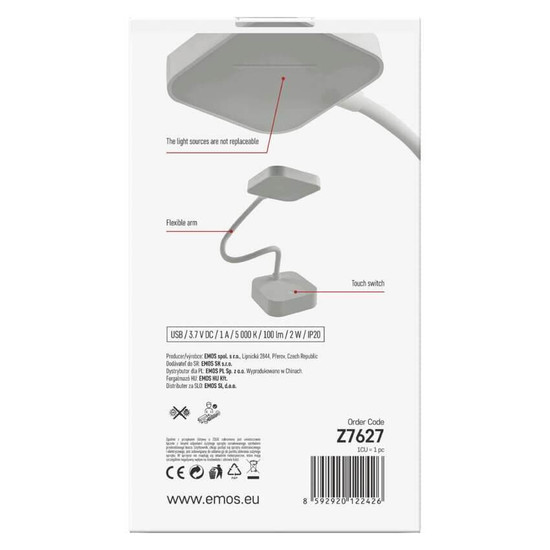 Emos LED Schreibtischleuchte 2W neutralweiss 5000K Akku Weiß Z7627