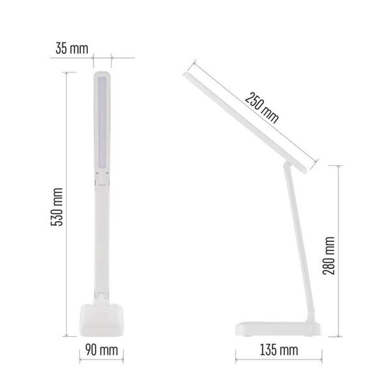 Emos LED Schreibtischleuchte 6W CCT warm-/tageslichtweiss 3000K/6500K Akku Weiß 25x24cm Z7631