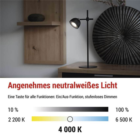 Emos LED Schreibtischleuchte 4,2W neutralweiss 4000K Akku Schwarz 40x11cm Z7635B