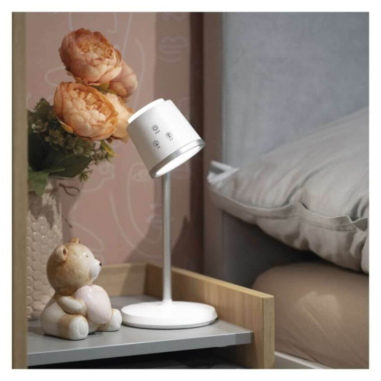 Emos LED Schreibtischleuchte 6W CCT warm-/neutral-/tageslichtweiss 3000K/4000K/6500K Akku Weiß Aluminium 25x10cm Z7636W