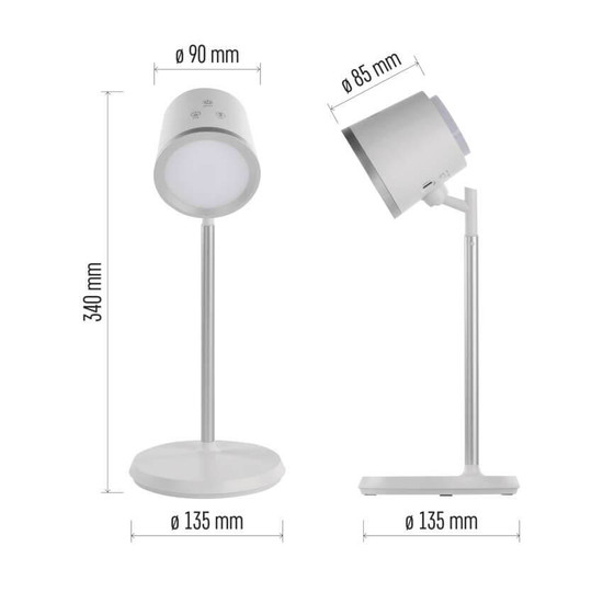 Emos LED Schreibtischleuchte 6W CCT warm-/neutral-/tageslichtweiss 3000K/4000K/6500K Akku Weiß Aluminium 25x10cm Z7636W