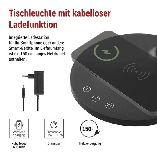 Emos LED Schreibtischleuchte 5,5W CCT warm-/neutral-/tageslichtweiss 3000K/4000K/5700K Schwarz 30cm Z7637B