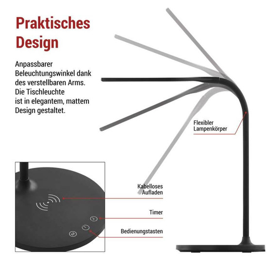 Emos LED Schreibtischleuchte 5,5W CCT warm-/neutral-/tageslichtweiss 3000K/4000K/5700K Schwarz 30cm Z7637B