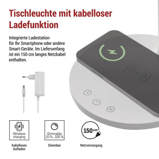 Emos LED Schreibtischleuchte 5,5W CCT warm-/neutral-/tageslichtweiss 3000K/4000K/5700K Weiß 30cm Z7637W