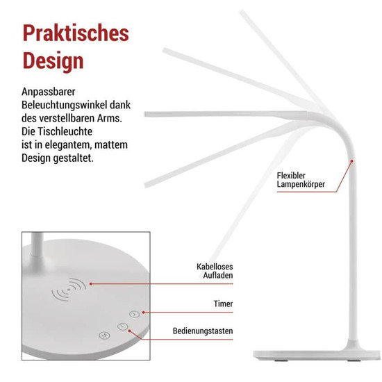 Emos LED Schreibtischleuchte 5,5W CCT warm-/neutral-/tageslichtweiss 3000K/4000K/5700K Weiß 30cm Z7637W
