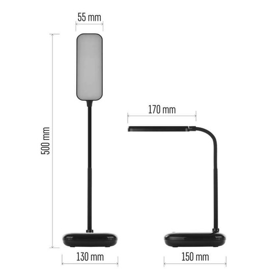Emos LED Schreibtischleuchte 12W CCT warm-/neutral-/tageslichtweiss 3000K/4000K/6500K Schwarz 30cm Z7638B