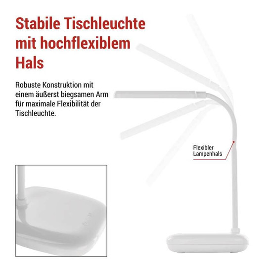 Emos LED Schreibtischleuchte 12W CCT warm-/neutral-/tageslichtweiss 3000K/4000K/6500K Weiß 30cm Z7638W