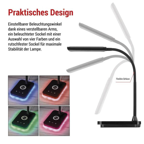 Emos LED Schreibtischleuchte 5,5W CCT warm-/neutralweiss 2700K/4500K Schwarz 35cm Z7639
