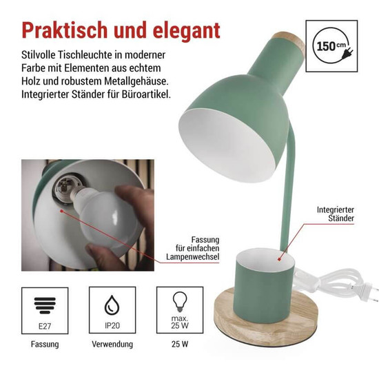 Emos LED Schreibtischleuchte 25W Grün 15x15cm Z7640GR
