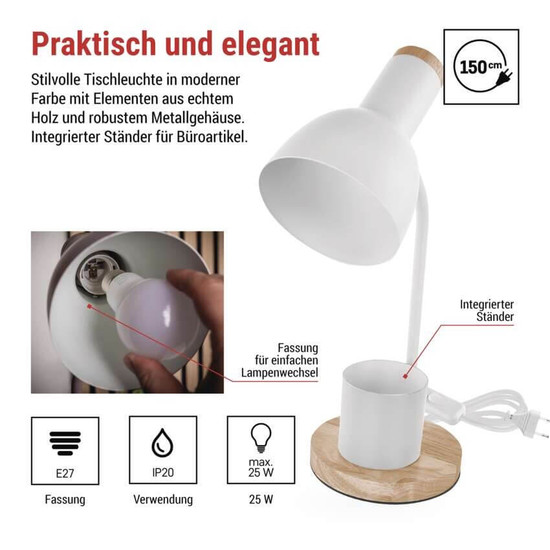 Emos LED Schreibtischleuchte 25W Weiß 15x15cm Z7640W