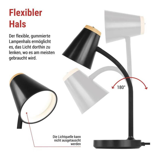 Emos LED Schreibtischleuchte 4,5W neutralweiss 4000K Schwarz 13x13cm Z7641B