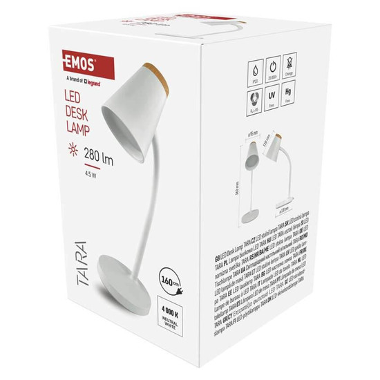 Emos LED Schreibtischleuchte 4,5W neutralweiss 4000K Weiß 13x13cm Z7641W