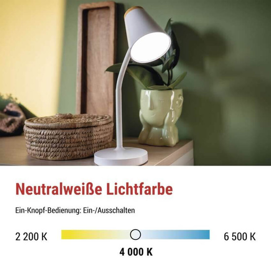 Emos LED Schreibtischleuchte 4,5W neutralweiss 4000K Weiß 13x13cm Z7641W