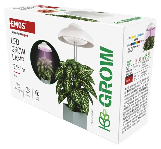 Emos LED Pflanzenleuchte 5W neutralweiss 3500K Weiß 11x11cm Z7901