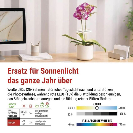 Emos LED Pflanzenleuchte 8W warmweiss 3100K dimmbar Weiß 12x12cm Z7902