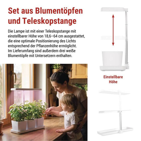 Emos LED Pflanzenleuchte 7W warmweiss 3200K dimmbar Weiß 32x13cm Z7904