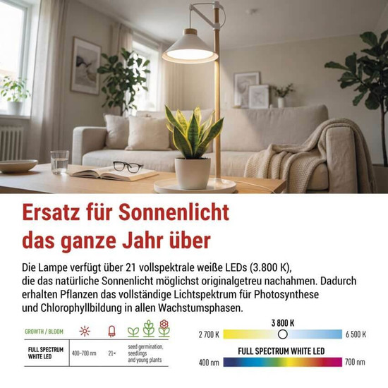 Emos LED Pflanzenleuchte 7W neutralweiss 3800K Weiß 21x21cm Z7905
