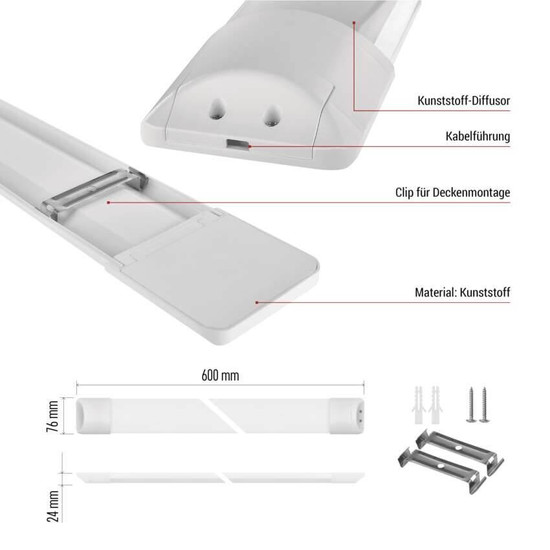 Emos LED Feuchtraumleuchte Mino 20W neutralweiss 4000K Weiß 60cm ZAB901