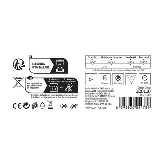 Emos LED Orientierungsleuchte Amal 2W neutralweiss 4000K IP65 Edelstahl Aluminium ZC0110