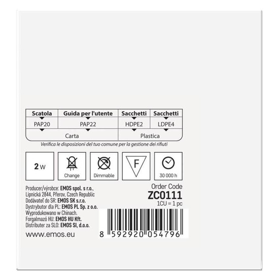 Emos LED Orientierungsleuchte Amal 2W neutralweiss 4000K IP65 Edelstahl Aluminium ZC0111