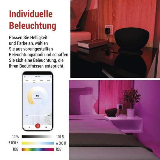 Emos LED Tischleuchte GoSmart RGB 7W CCT warm-/tageslichtweiss 3000K/6500K WiFi Schwarz ZCW11BR