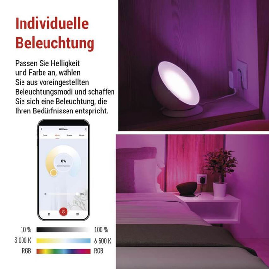 Emos LED Tischleuchte GoSmart RGB 7W CCT warm-/tageslichtweiss 3000K/6500K WiFi Weiß ZCW11WR