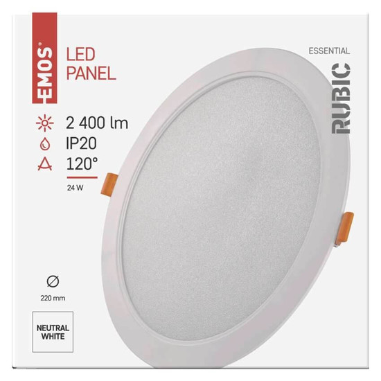 Emos LED Einbaustrahler Rubic 24W neutralweiss 4000K Weiß Ø22cm ZD1452