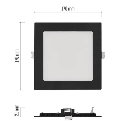 Emos LED Einbaustrahler Nexxo 12,5W CCT warm-/neutralweiss 3000K/3500K/4000K Schwarz Aluminium 17x17cm ZD2333