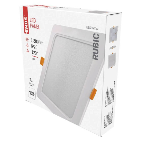 Emos LED Einbaustrahler Rubic 18W neutralweiss 4000K Weiß 17x17cm ZD2442