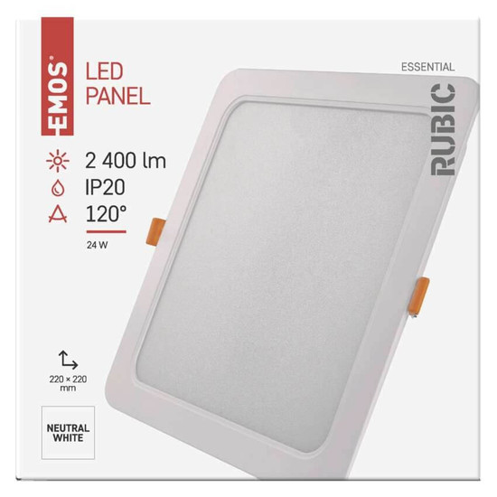 Emos LED Einbaustrahler Rubic 24W neutralweiss 4000K Weiß 22x22cm ZD2452
