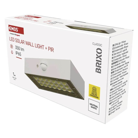 Emos LED Solar-Fluter Brixo 350lm neutralweiss 4000K Bewegungsmelder Akku IP65 Weiß ZG161S