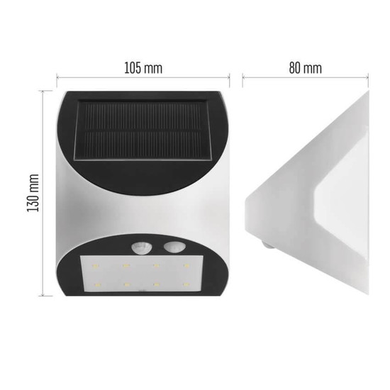 Emos LED Solar-Fluter Lumi 240lm neutralweiss 4000K Bewegungsmelder Akku IP54 Weiß 10,5x13cm ZG172S