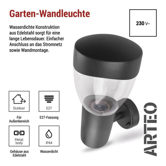 Emos LED Gartenstrahler Arteo IP44 Anthrazit Edelstahl 16x12cm ZGA010P
