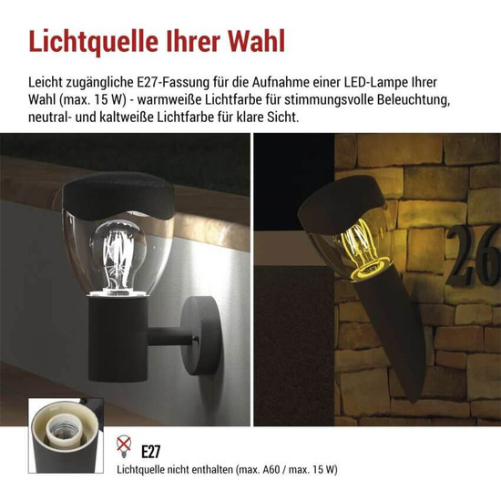 Emos LED Gartenstrahler Arteo IP44 Anthrazit Edelstahl 12x12cm ZGA020P