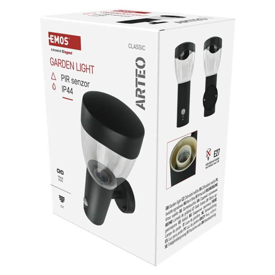 Emos LED Gartenstrahler Arteo Bewegungsmelder IP44 Anthrazit Edelstahl 16x12cm ZGA040P
