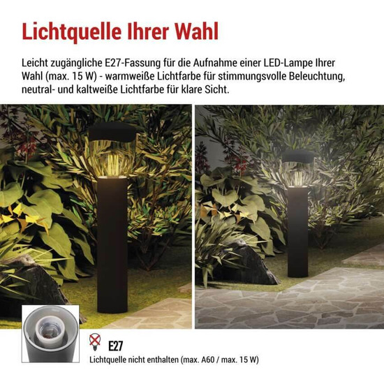 Emos LED Wegeleuchte Arteo IP44 Anthrazit Edelstahl 12x12cm ZGA0A0P