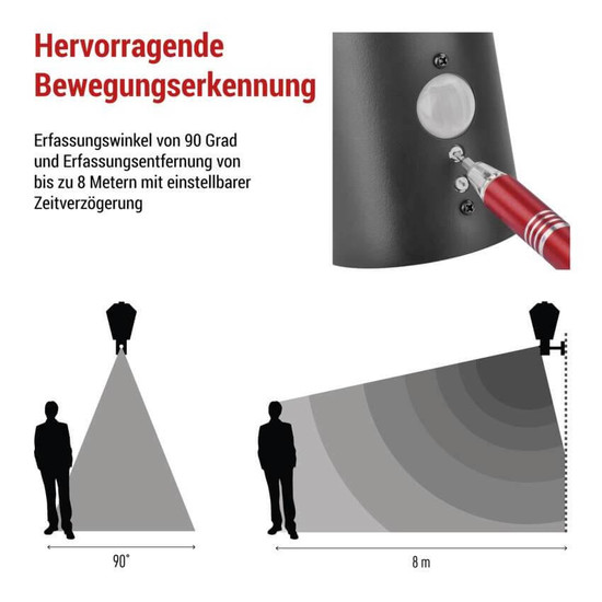 Emos LED Gartenstrahler Adenia Bewegungsmelder IP44 Schwarz Aluminium 20x15cm ZGB040P