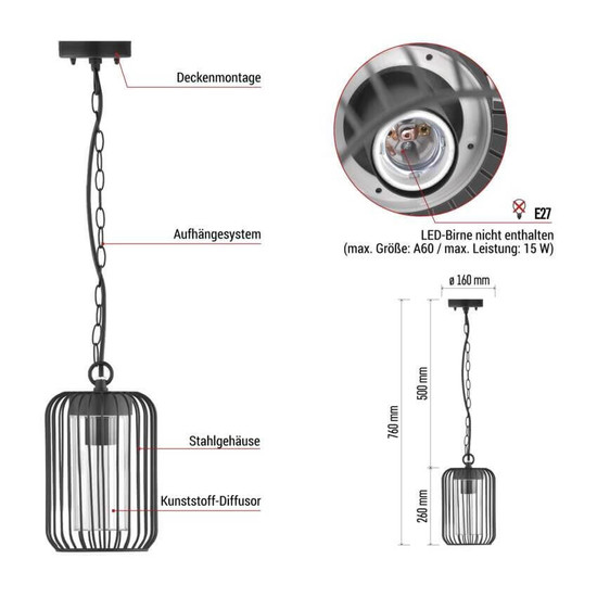 Emos LED Gartenstrahler Salvia IP44 Schwarz Stahl 16x16cm ZGD070P