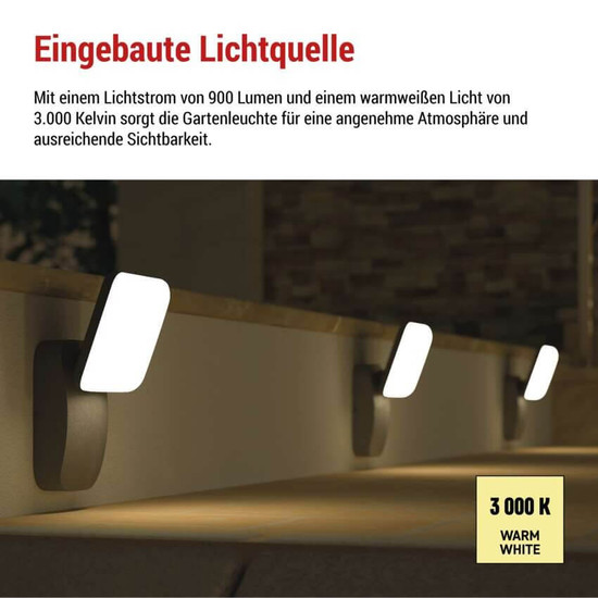 Emos LED Gartenstrahler Nika 12,5W warmweiss 3000K IP44 Anthrazit Aluminium 12x12cm ZGE014L