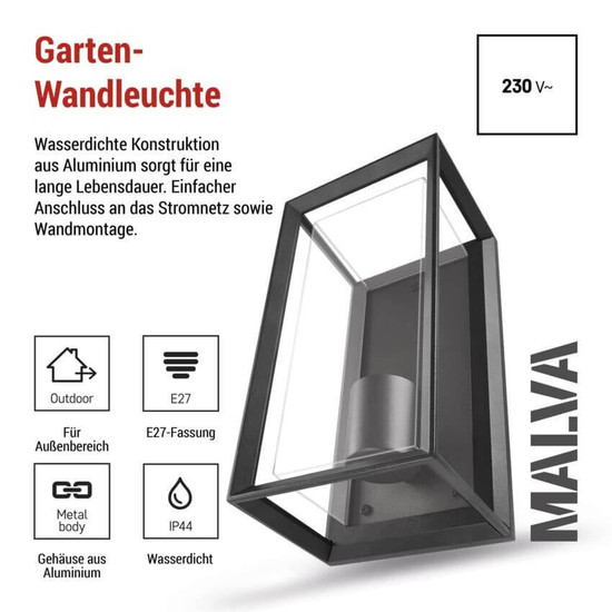 Emos LED Gartenstrahler Malva IP44 Schwarz Aluminium 13x12cm ZGH010P