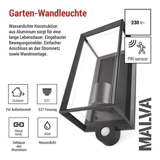 Emos LED Gartenstrahler Malva Bewegungsmelder IP44 Schwarz Aluminium 13x12,5cm ZGH040P