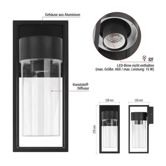 Emos LED Gartenstrahler Tillia IP44 Schwarz Aluminium 13x11cm ZGI010P