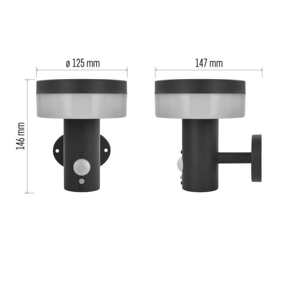Emos LED Solar-Gartenstrahler Terion 2W warmweiss 3000K Bewegungsmelder Akku IP44 Anthrazit Edelstahl 15x12,5cm ZGJ044S