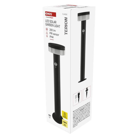 Emos LED Solar-Wegeleuchte Terion 2W warmweiss 3000K Bewegungsmelder Akku IP44 Anthrazit Edelstahl 12,5x12,5cm ZGJ0B4S