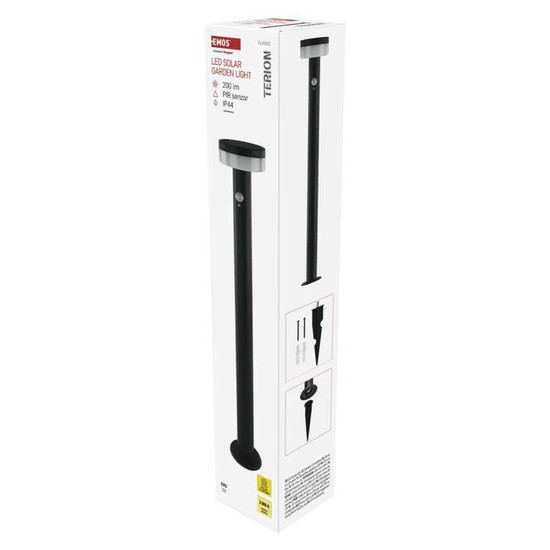 Emos LED Solar-Wegeleuchte Terion 2W warmweiss 3000K Bewegungsmelder Akku IP44 Anthrazit Edelstahl 12,5x12,5cm ZGJ0F4S