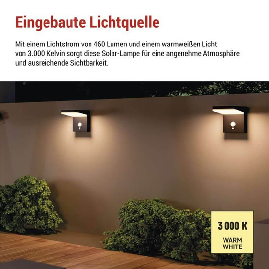 Emos LED Solar-Gartenstrahler Verea 4,4W warmweiss 3000K Bewegungsmelder Akku IP44 Schwarz Aluminium 15x11cm ZGK044S