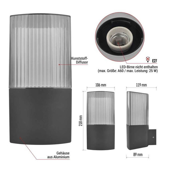 Emos LED Gartenstrahler Lana IP54 Anthrazit Aluminium 12x11cm ZGL010P