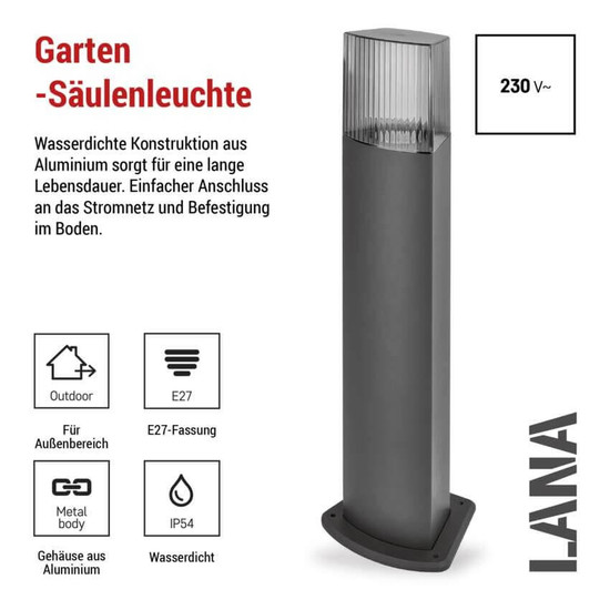 Emos LED Wegeleuchte Lana IP54 Anthrazit Aluminium 15x13cm ZGL0C0P